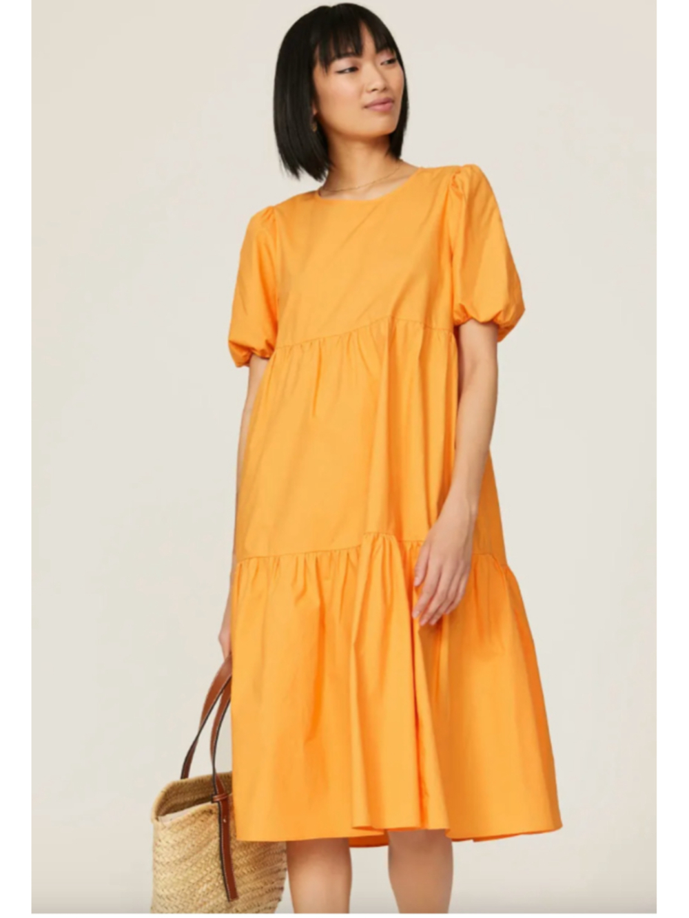Women's Peter Som Yellow White Tiered Midi Dress Size 6